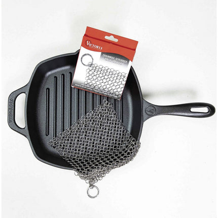 Eponges VICTORIA COOKWARE Fonte en Acier Inoxydable Cotte Mailles