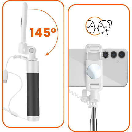 Perche à selfie LINQ Perche Selfie Miroir Intégré USB C Blanc
