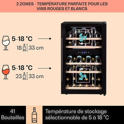 Cave à vin polyvalente KLARSTEIN Barossa 40 Duo 41 bouteilles LED