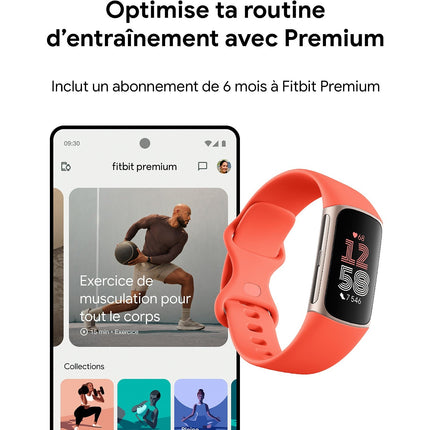 Bracelet connecté FITBIT Charge 6 champagne Gold et Corail