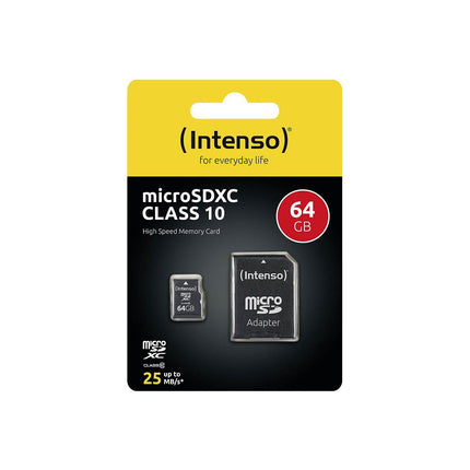 Carte Micro SD INTENSO 64 Go classe 10 + adaptateur