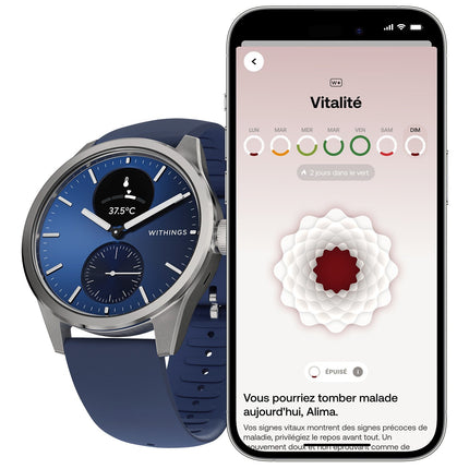 Montre santé WITHINGS Scanwatch 2 Blue Silver 42mm