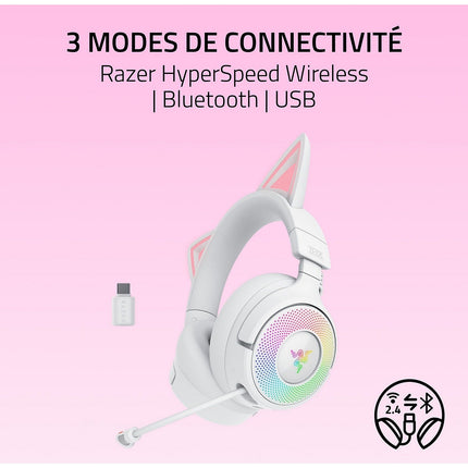 Casque gamer RAZER KRAKEN KITTY V3 PRO BLANC
