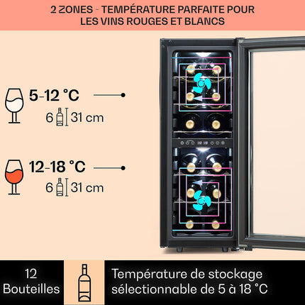 Cave à vin de service KLARSTEIN Shiraz 12 Duo - 42L - Noir