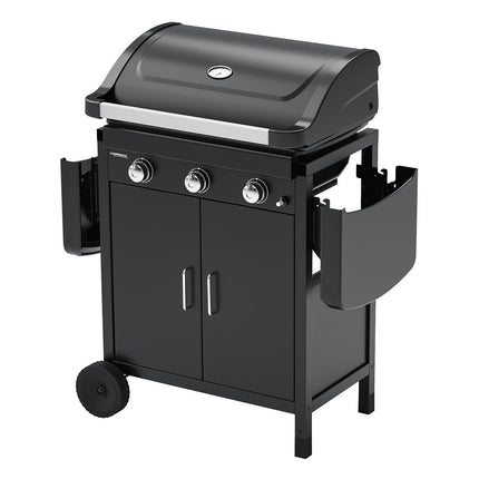 Barbecue gaz CAMPINGAZ COMPACT 3 LX PLUS noir grille et plancha 3 brûleurs sur chariot, 61x35 cm