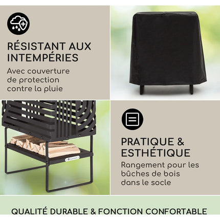 Brasero BLUMFELDT Krakatoa étagère bois acier massif noir