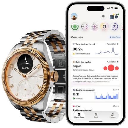 Montre santé WITHINGS Scanwatch Nova Brilliant 39mm Gold