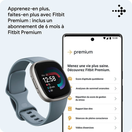 Montre santé FITBIT Versa 4 Aluminium Platine et bleu