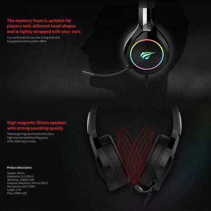 Casque gamer GAMENOTE HV-H2232D RGB pour PC & consoles
