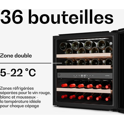 Cave à vin polyvalente KLARSTEIN Klarstein Velaire 2 zones 36 bt 85 L