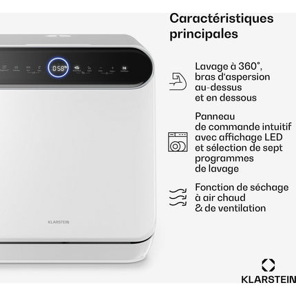 Mini lave vaisselle KLARSTEIN Oceana 7 Programmes AquaStop 860W 42cm