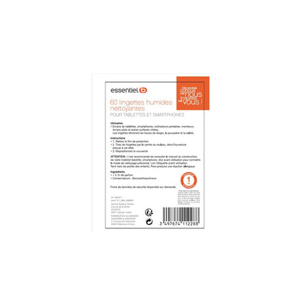 Lingettes ESSENTIELB 60 lingettes humides nettoyantes