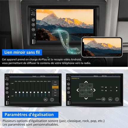 Autoradio connecté JUNSUN 7" GPS KAM Avec écran Carplay