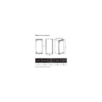 Réfrigérateur 1 porte encastrable ESSENTIELB ERLI125-55miB1