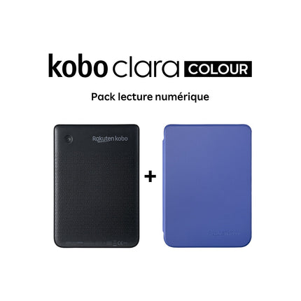 Liseuse eBook KOBO Clara Colour BK + étui basic bleu