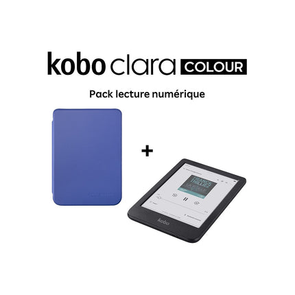 Liseuse eBook KOBO Clara Colour BK + étui basic bleu