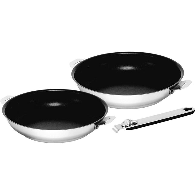 Batterie de cuisine KITCHEN FUN Move-On 2 poeles diam24-28cm + 1 manche