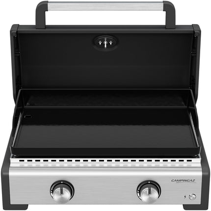 Plancha gaz CAMPINGAZ MASTER 2 COOK inox noir 2 brûlreurs à poser, 58x36 cm + housse et couvercle