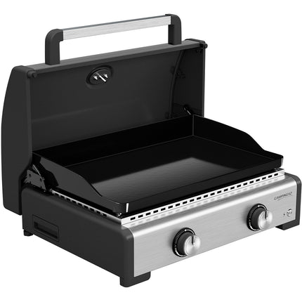Plancha gaz CAMPINGAZ MASTER 2 COOK inox noir 2 brûlreurs à poser, 58x36 cm + housse et couvercle