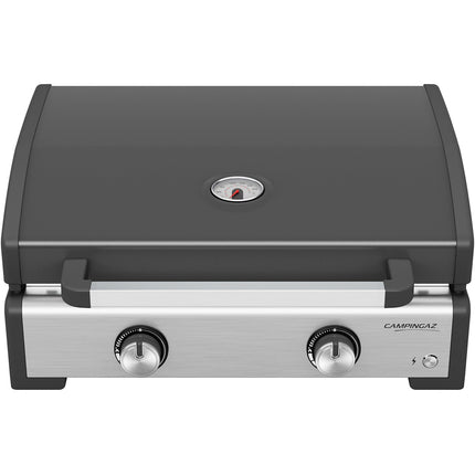 Plancha gaz CAMPINGAZ MASTER 2 COOK inox noir 2 brûlreurs à poser, 58x36 cm + housse et couvercle