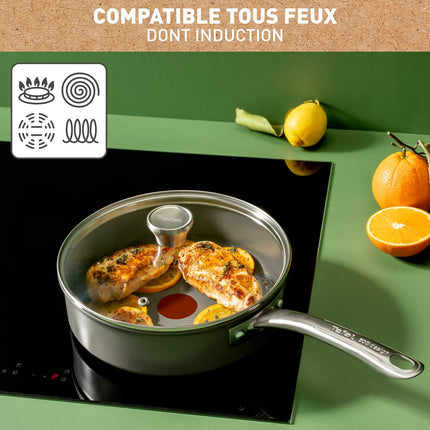 Sauteuse TEFAL Manche fixe Renew+ 24cm avec couvercle