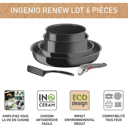Batterie de cuisine TEFAL Renew 6pcs ceramique L2609602
