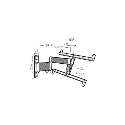Support mural TV ERARD EXO600TW3 2 bras 40-75P NOIR