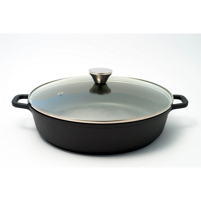 Marmite BAUMALU basse et couvercle verre 5L 32 cm
