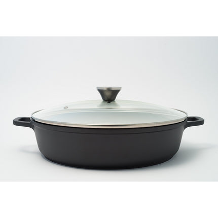 Marmite BAUMALU basse et couvercle verre 5L 32 cm