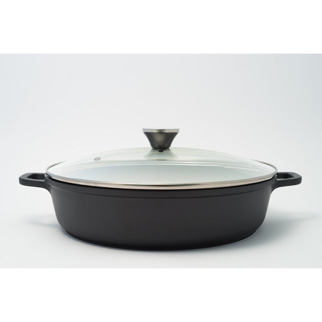 Marmite BAUMALU basse et couvercle verre 5L 32 cm