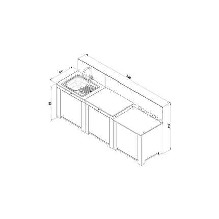 Cuisine extérieure ENO Cuisine CLASSIC 3 modules-Sauge