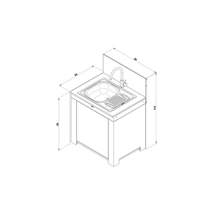 Meuble de cuisine extérieure ENO MODULO Évier-Sauge