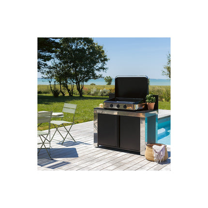 Chariot Plancha ENO Felix Inox/acier 2 portes comaptible planchas ENO