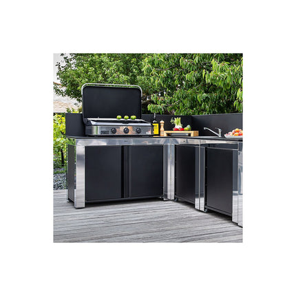 Chariot Plancha ENO Felix Inox/acier 2 portes comaptible planchas ENO