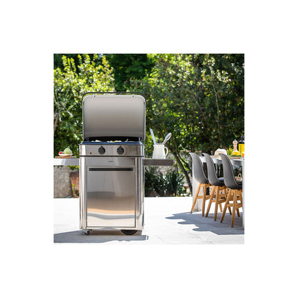 Plancha gaz ENO Enosign 65 inox 2 brûleurs sur chariot, 56x40 cm