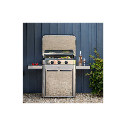 Plancha gaz ENO Combo enosign 80 inox 3 brûleurs sur chariot, 69x40 cm