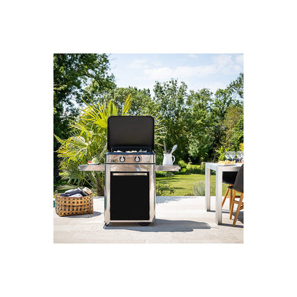 Plancha gaz ENO Combo Enosign 65 Inox et Noir sur chariot, 56x40 cm