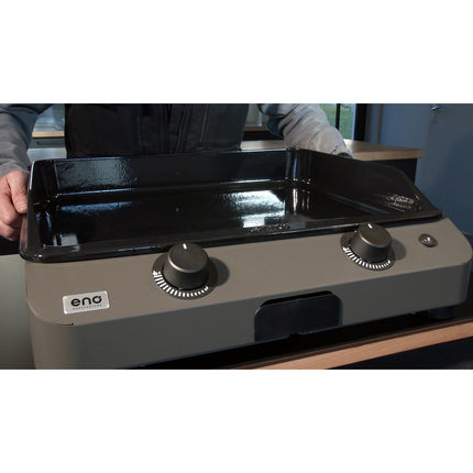 Plancha gaz ENO Fusion 60 Grise 2 brûleurs à poser, 57x39 cm