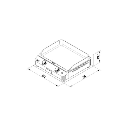 Plancha gaz ENO Fusion 60 Grise 2 brûleurs à poser, 57x39 cm