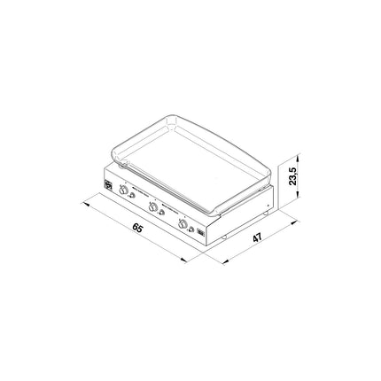 Plancha gaz ENO Initial 65 Inox 3 brûleurs à poser, 62x36 cm