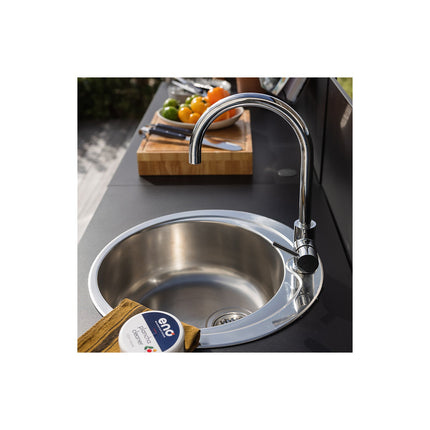 Cuisine extérieure ENO Évier rond-Noir et inox PMOD8503