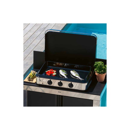 Plancha gaz ENO 80 cm Inox 3 brûleurs à poser, 69x40 cm