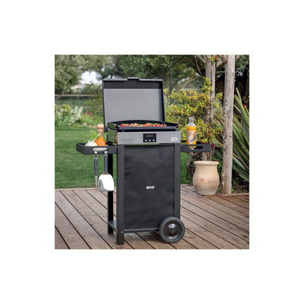 Plancha électrique ENO COMBO INITIAL 50 noir inox sur chariot, 48x38 cm