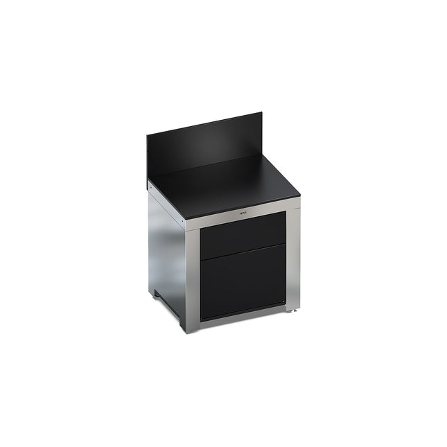 Meuble de cuisine extérieure ENO Plan de travail-Tiroirs-Noir et inox PM