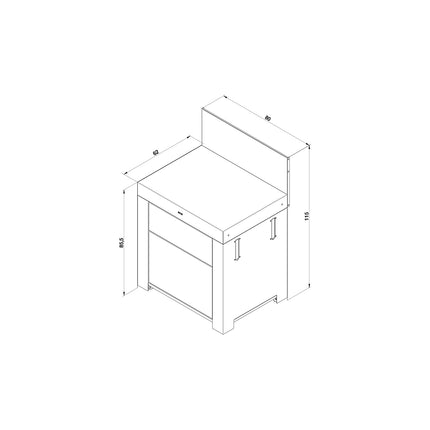 Meuble ENO MODULO Plan Travail 2 Tiroirs Gris Cargo