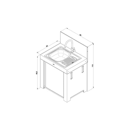 Meuble de cuisine extérieure ENO MODULO avec egouttoir Gris cargo P