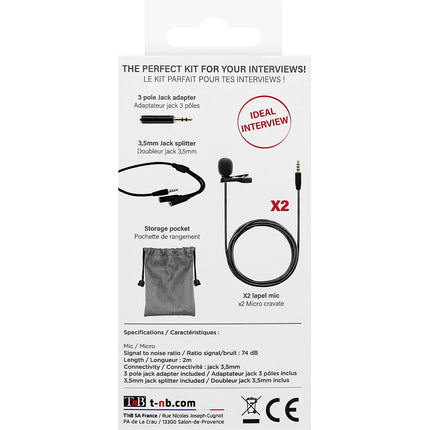 Micro TNB INFLUENCE Pack de 2 microphones cravate