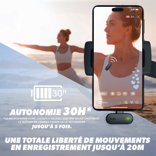 Micro cravate sans fil TNB sans fil avec boitier de charge noir