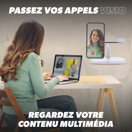 Chargeur TNB Station de charge sans fil 3 en 1 Blanc