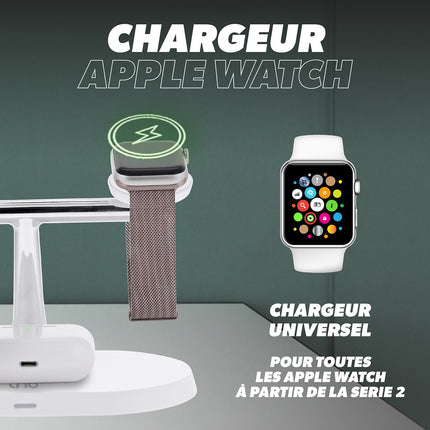 Chargeur TNB Station de charge sans fil 3 en 1 Blanc